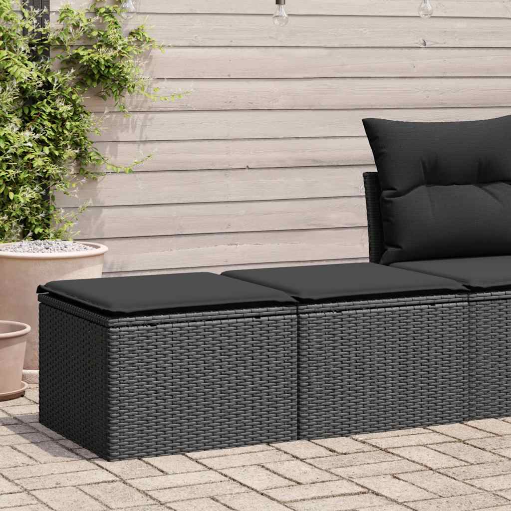 2-dijelni set vrtnih sofa s jastucima crni od poliratana bagrem