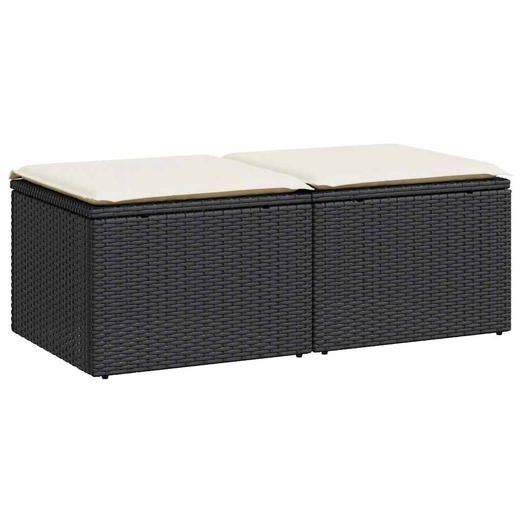 2-dijelni set vrtnih sofa s jastucima crni od poliratana bagrem