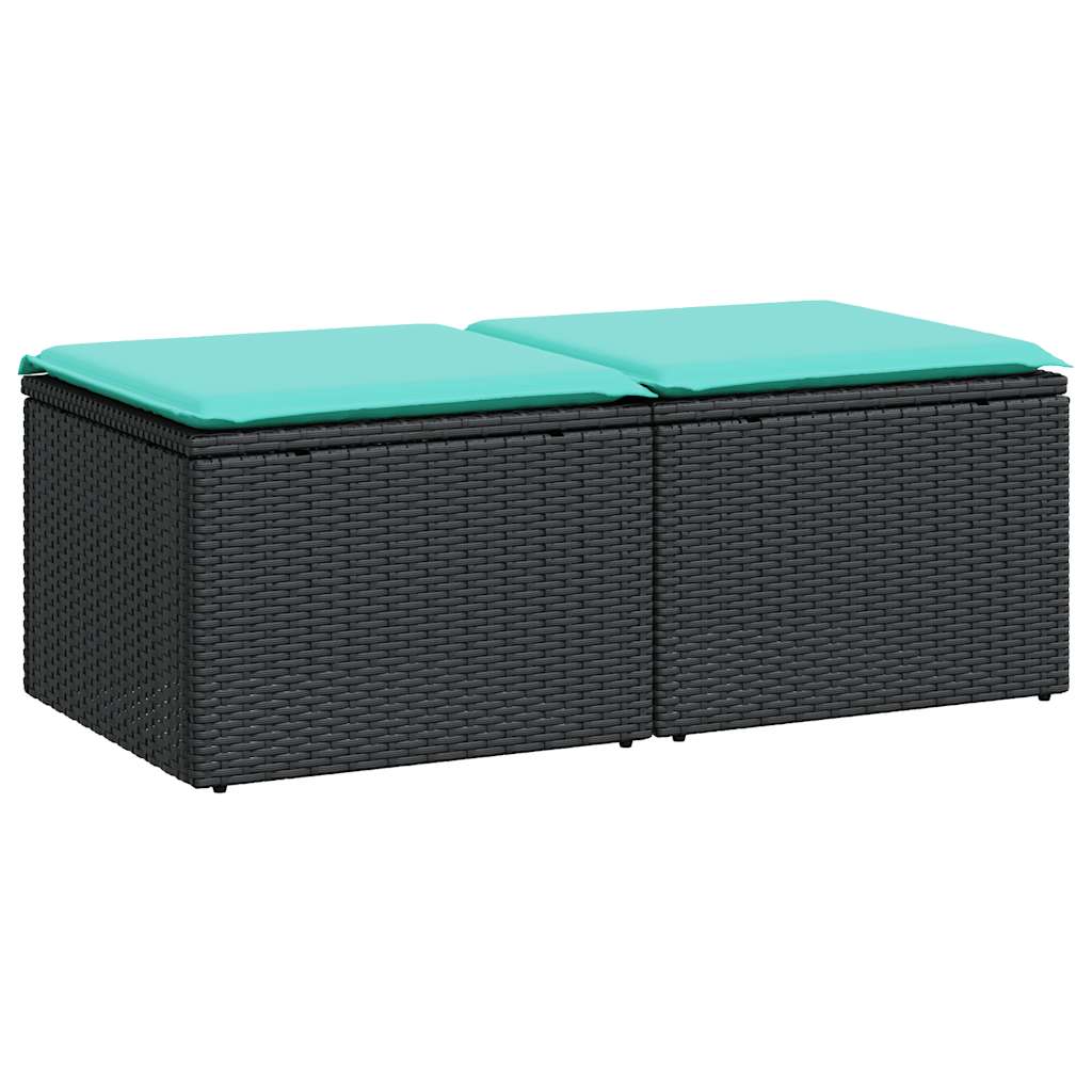 2-dijelni set vrtnih sofa s jastucima crni od poliratana bagrem