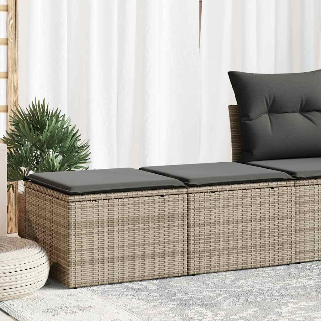 2-dijelni set vrtnih sofa poliratan i bagrem s jastucima sivi