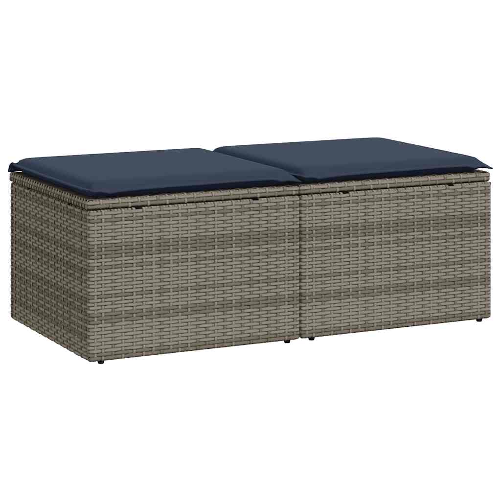 2-dijelni set vrtnih sofa poliratan i bagrem s jastucima sivi