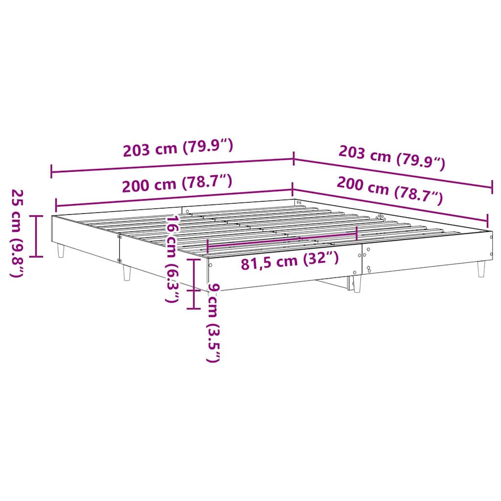 Okvir kreveta bez madraca staro drvo 200x200 cm