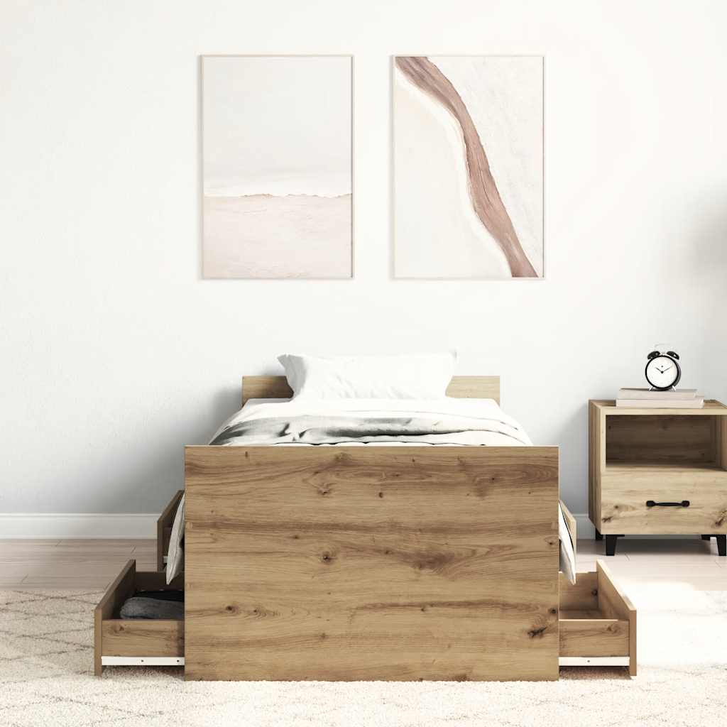 Okvir kreveta bez madraca boja hrasta artisan 100x200 cm