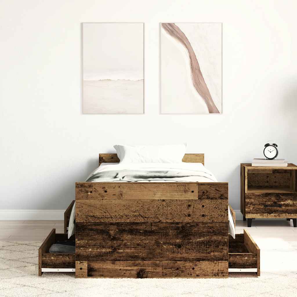 Okvir kreveta bez madraca staro drvo 90x190 cm