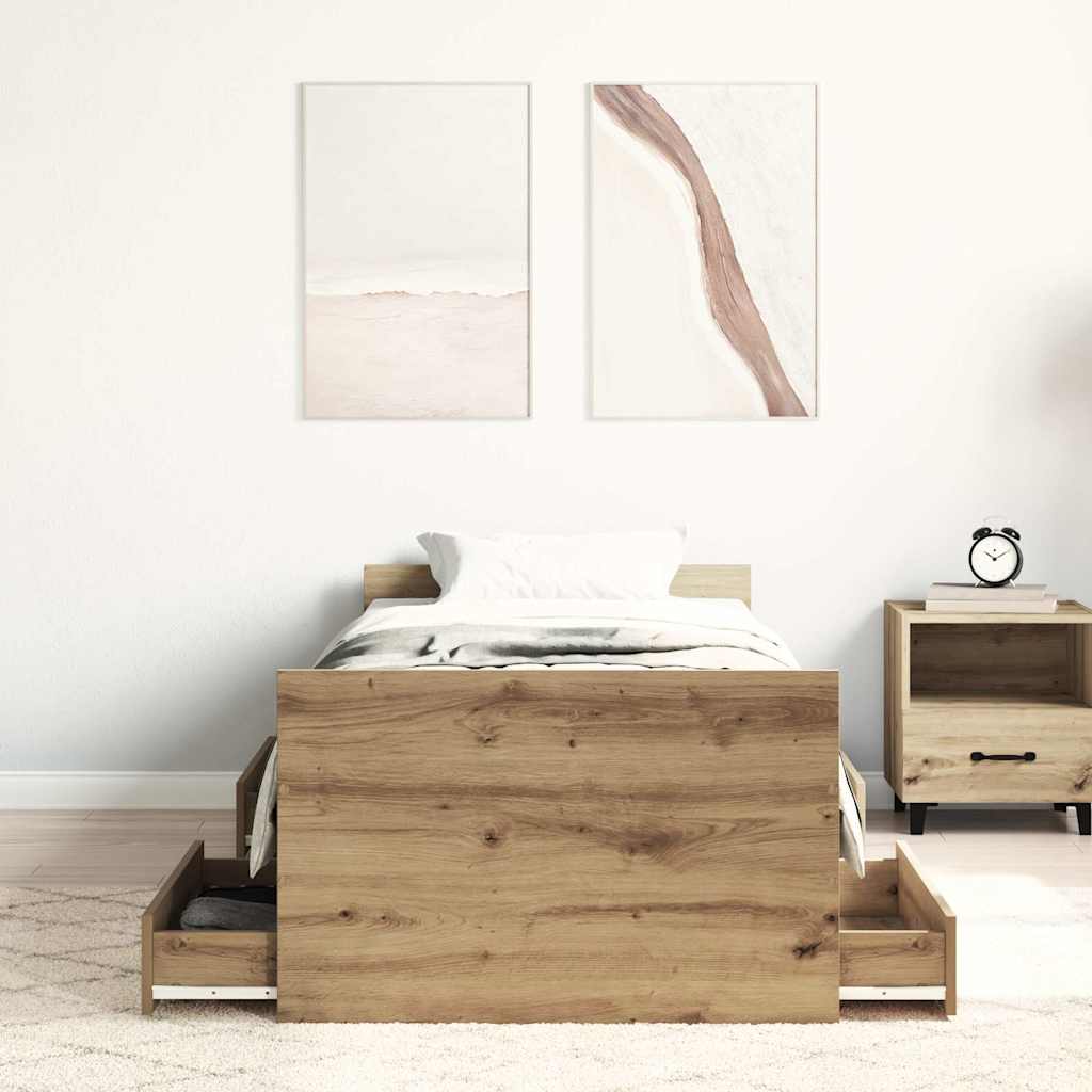 Okvir kreveta bez madraca boja hrasta artisan 90x190 cm