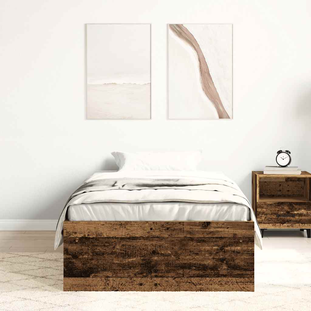 Okvir kreveta bez madraca staro drvo 100x200 cm