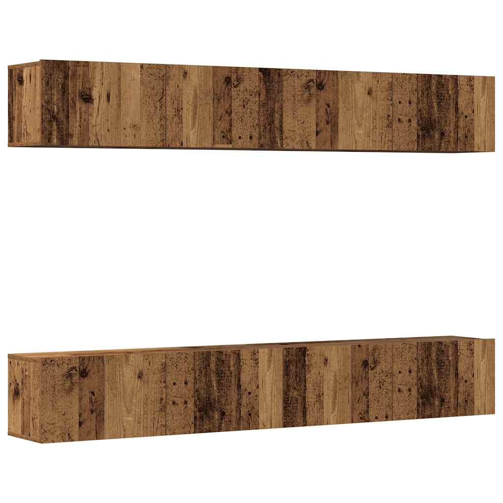 Zidni TV ormarić, 4 dijela, staro drvo, 100x30x30 cm