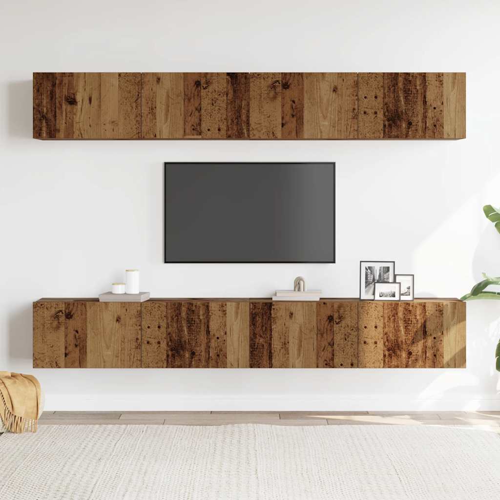 Zidni TV ormarić, 4 dijela, staro drvo, 100x30x30 cm