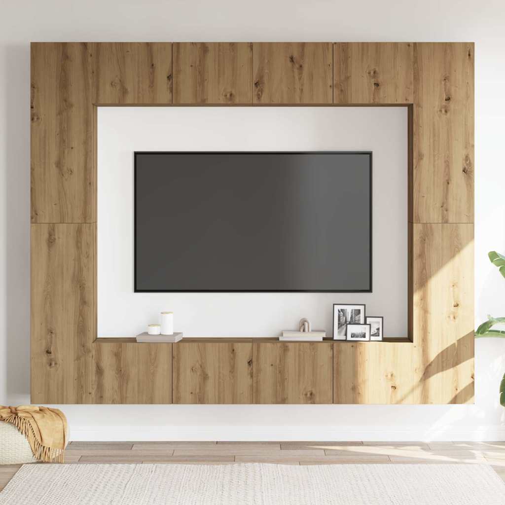 8-dijelni zidni TV ormarić Artisan hrast izrađen od drveta