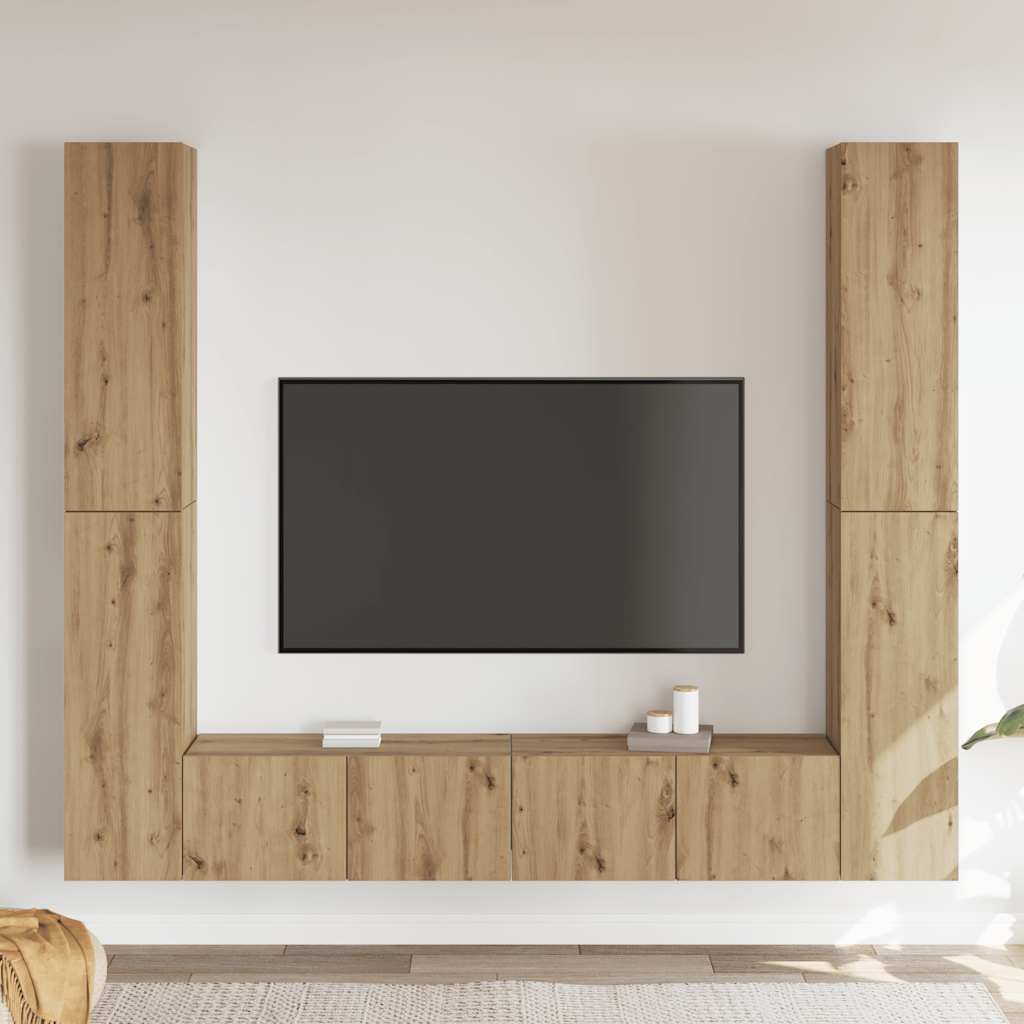 6-dijelni zidni TV ormarić Artisan hrast izrađen od drva