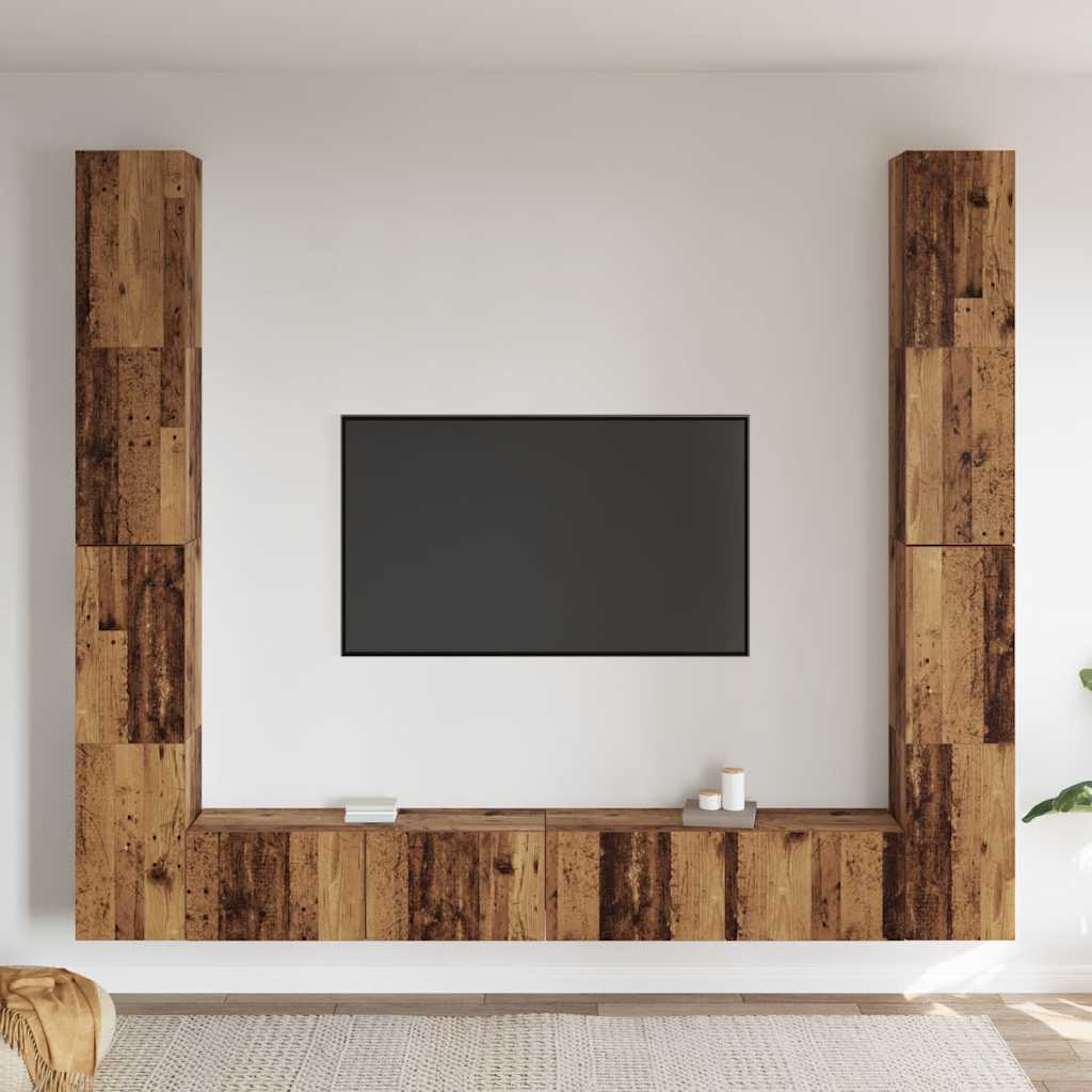 6-dijelni zidni set TV ormarić konstruirano drvo