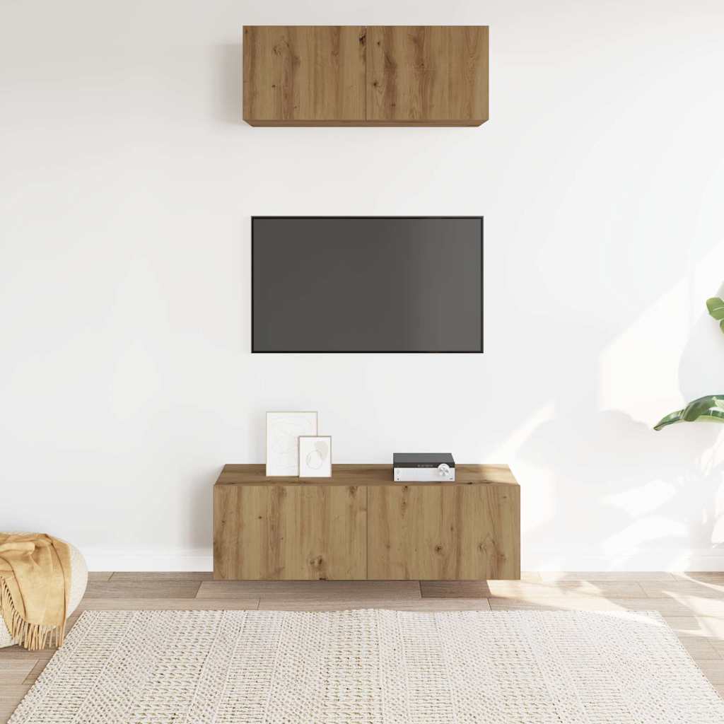2-dijelni zidni TV ormarić Artisan hrast izrađen od drva