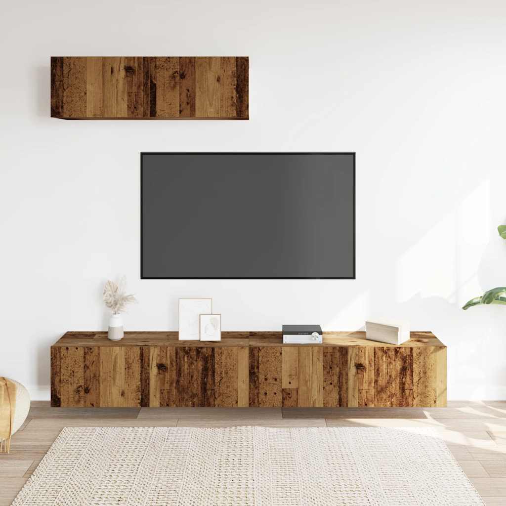 3-dijelni zidni set TV ormarića staro drvo 100x30x30 cm