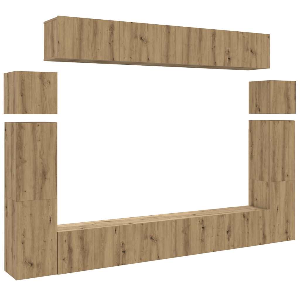 8-dijelni set TV ormarića montiran na zid Artisan Oak