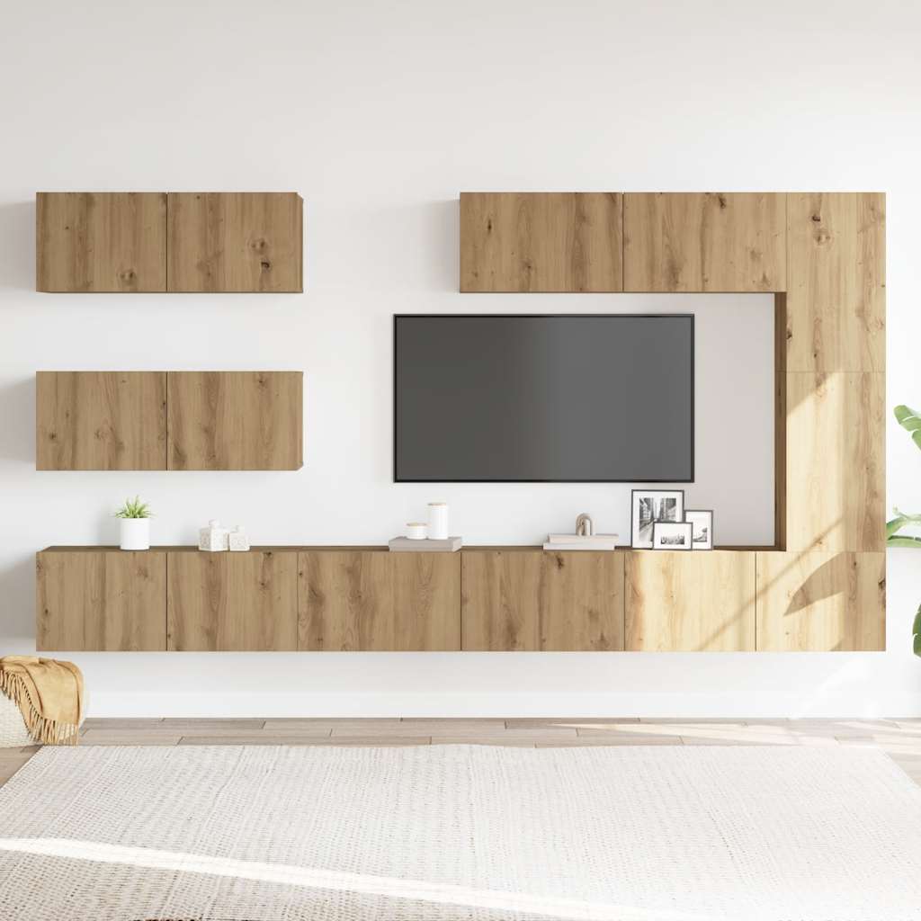 7-dijelni zidni TV ormarić Artisan hrast izrađen od drva