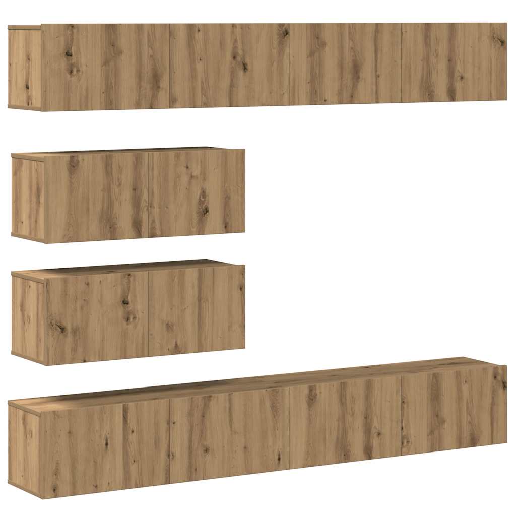 6-dijelni set TV ormarića montiran na zid Artisan Oak