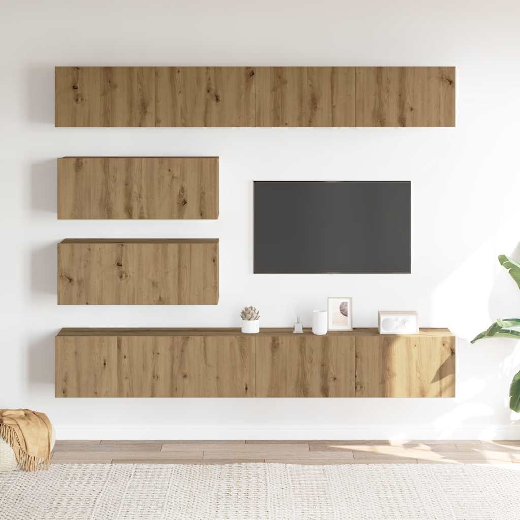 6-dijelni set TV ormarića montiran na zid Artisan Oak