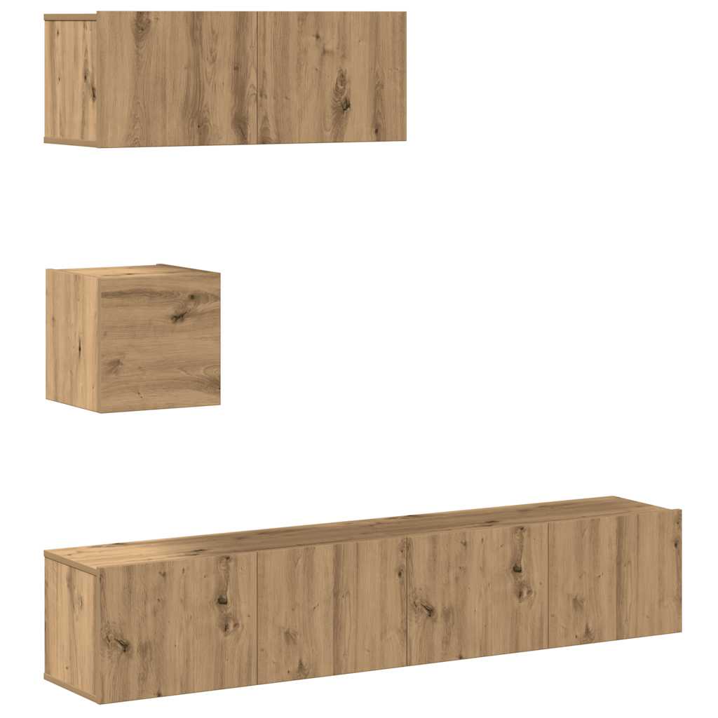 4-dijelni set TV ormarića montiran na zid Artisan Oak