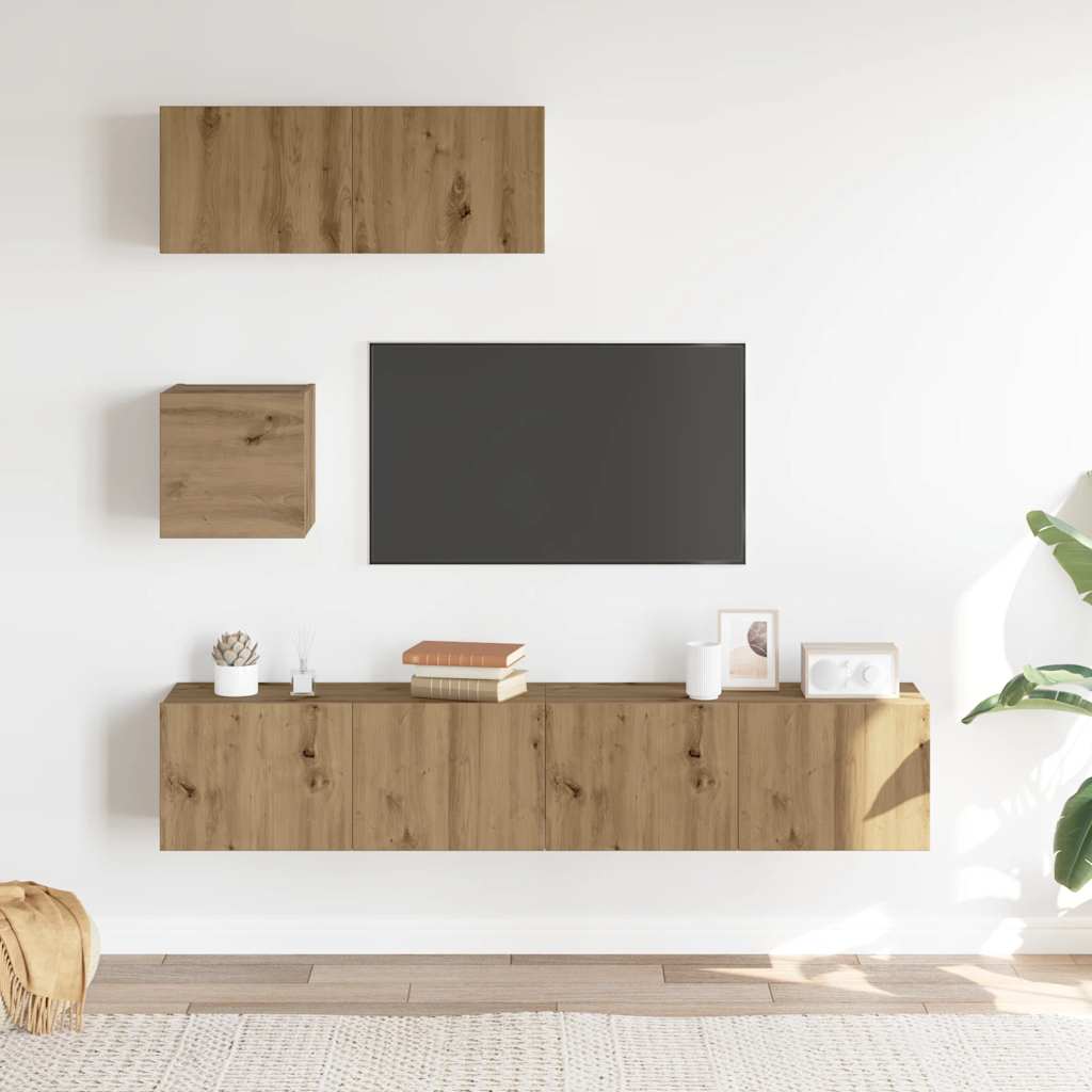4-dijelni set TV ormarića montiran na zid Artisan Oak
