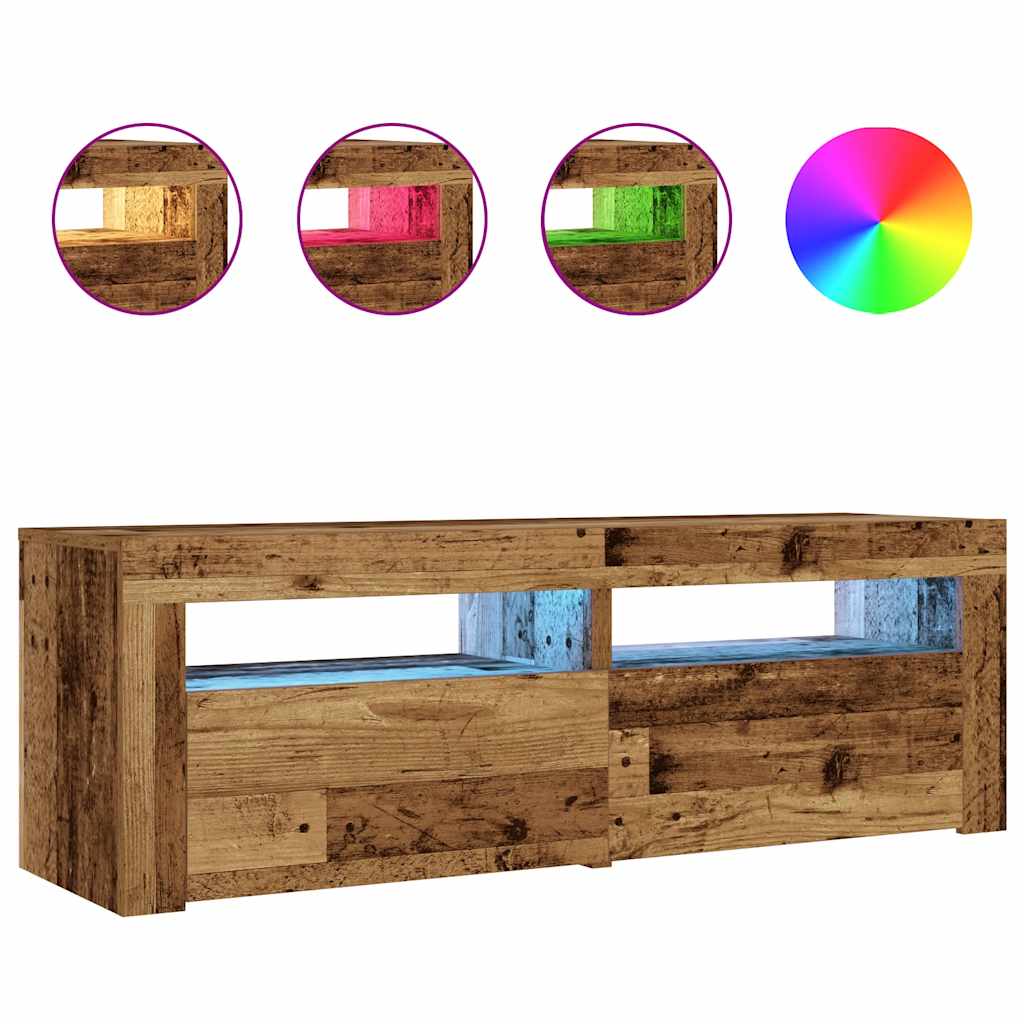 Noćni ormarići 2 kom s LED diodama staro drvo 60x35x40 cm