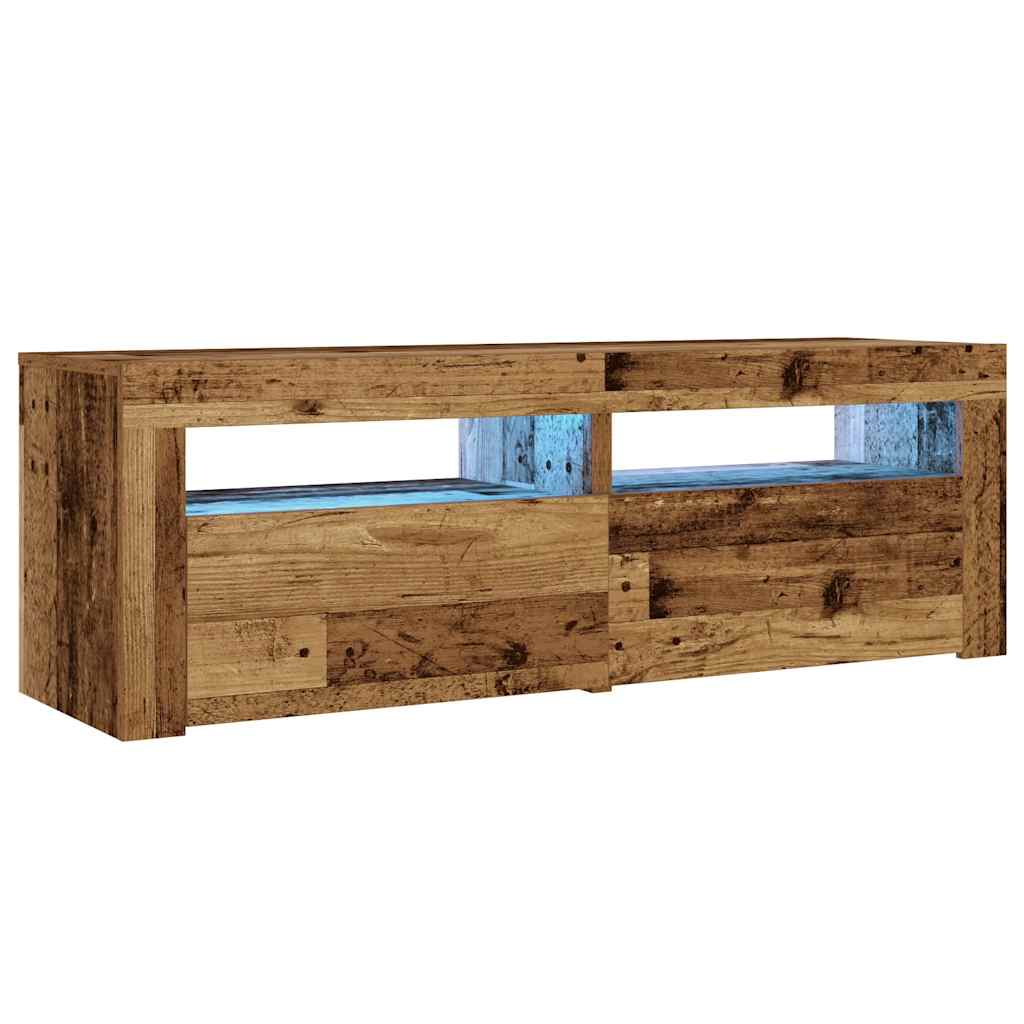 Noćni ormarići 2 kom s LED diodama staro drvo 60x35x40 cm