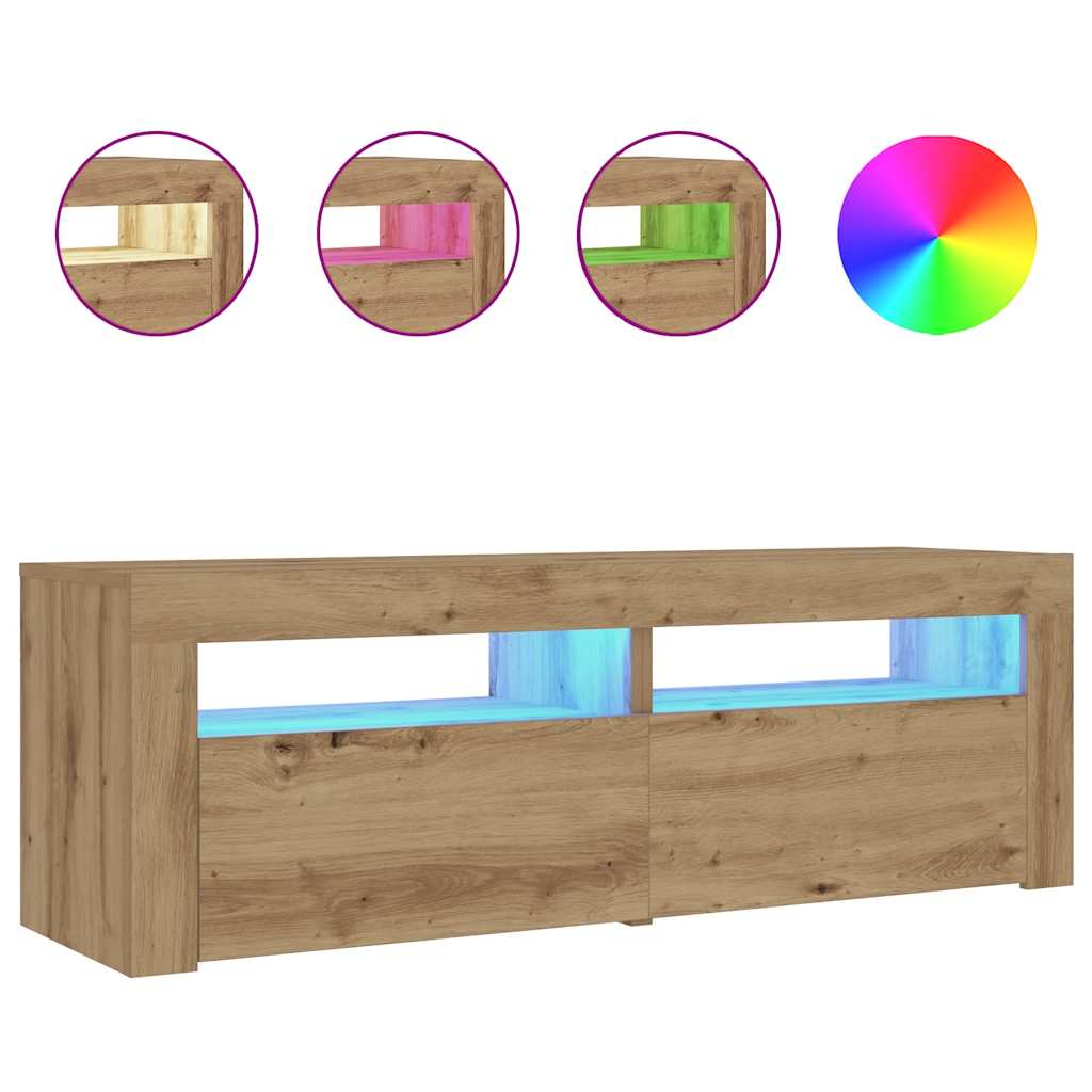 Noćni ormarići 2 kom s LED svjetlima boja hrasta 60x35x40 cm