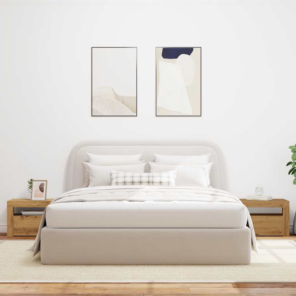 Noćni ormarići 2 kom s LED svjetlima boja hrasta 60x35x40 cm
