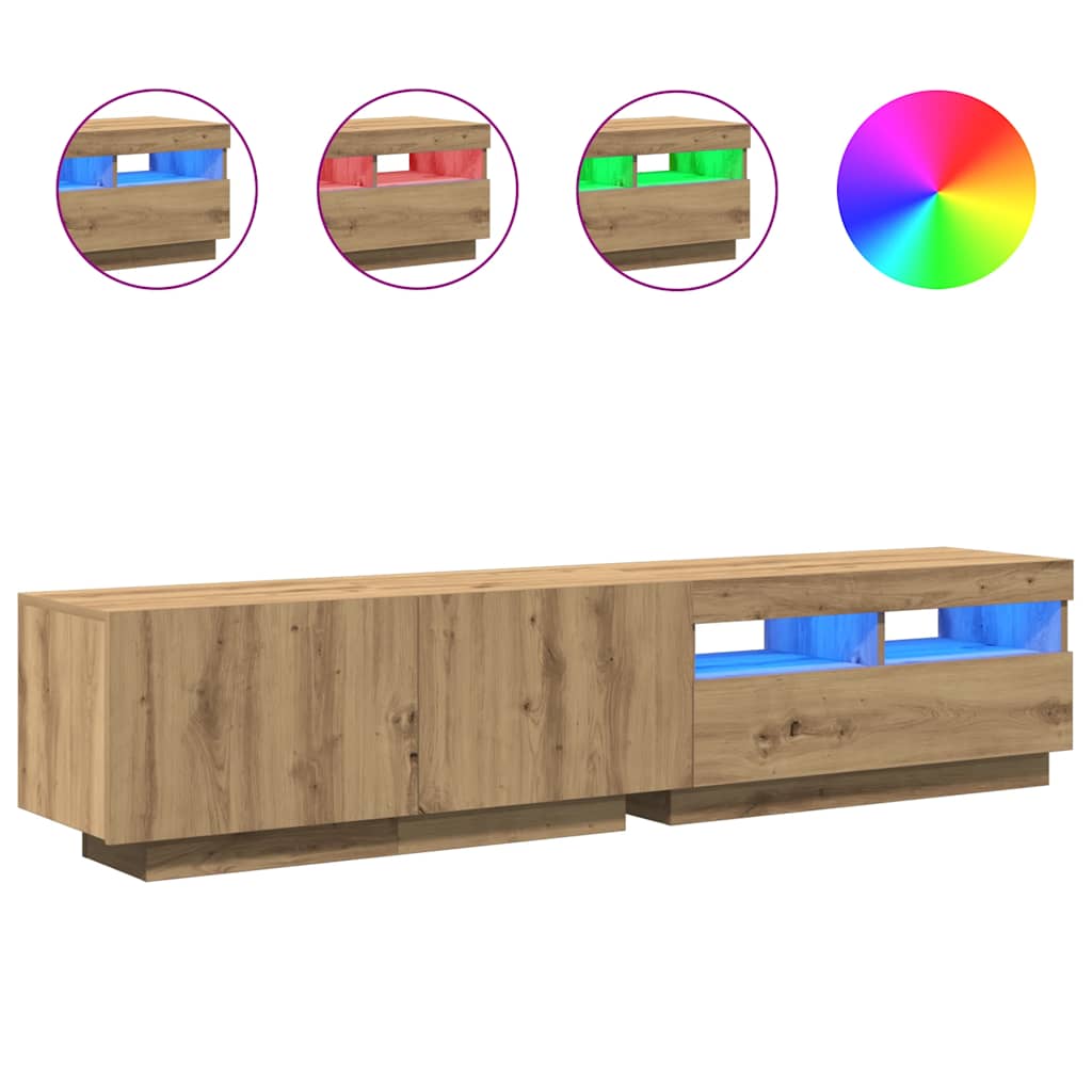 TV ormarić s LED svjetlima Artisan hrast 180x35x40 cm
