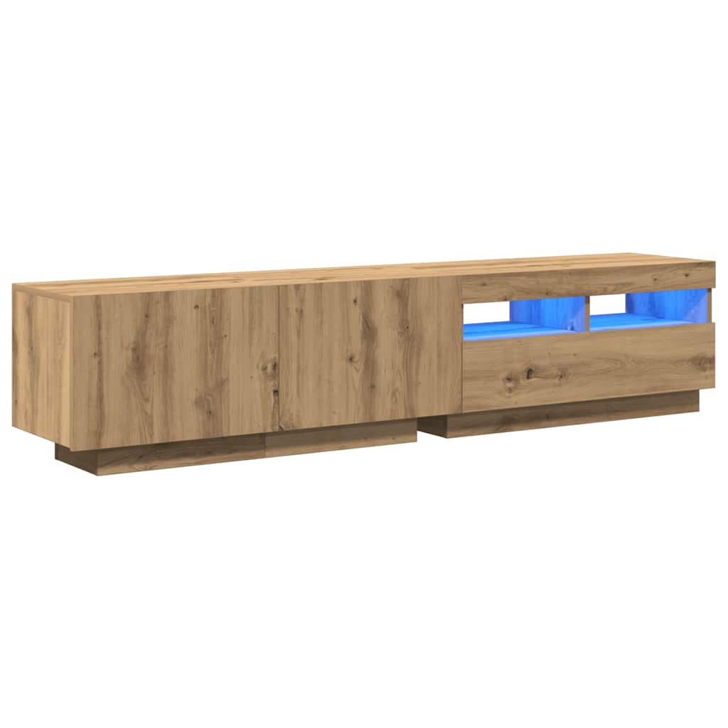 TV ormarić s LED svjetlima Artisan hrast 180x35x40 cm