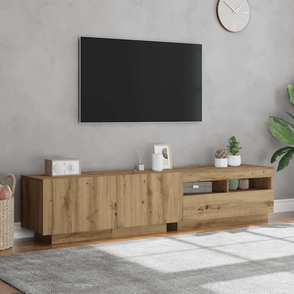 TV ormarić s LED svjetlima Artisan hrast 180x35x40 cm