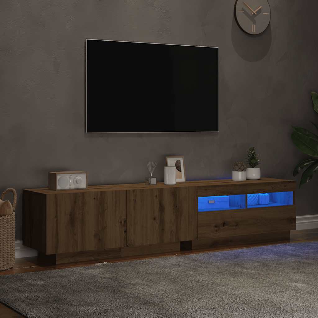 TV ormarić s LED svjetlima Artisan hrast 180x35x40 cm