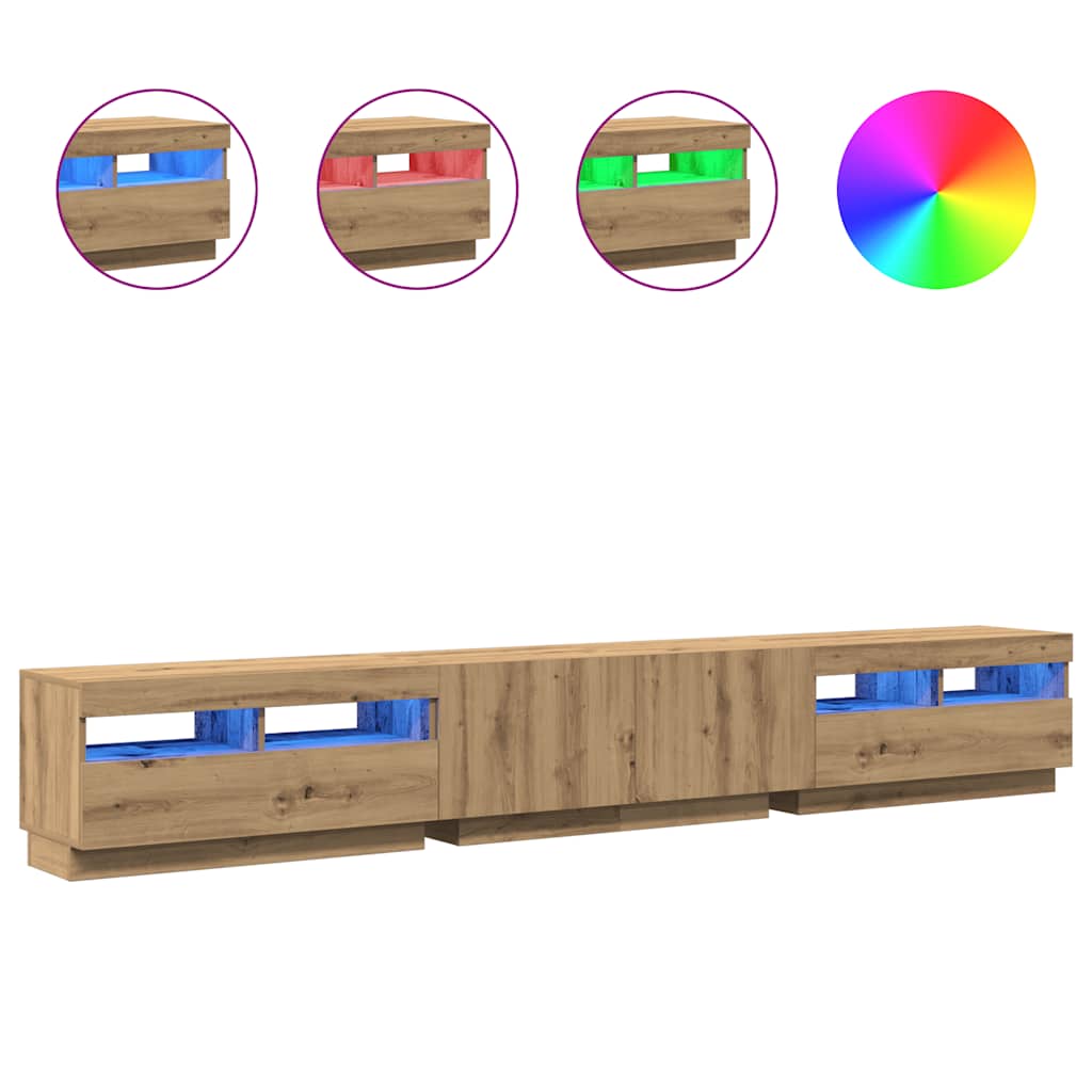 TV ormarić LED boja hrasta 260x35x40 cm konstruirano drvo