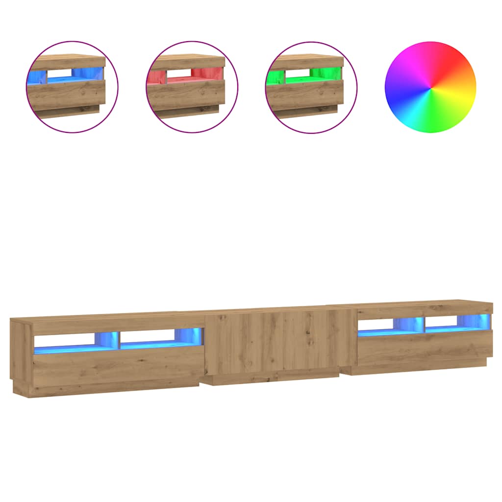 TV ormarić s LED svjetlima Artisan hrast 300x35x40 cm