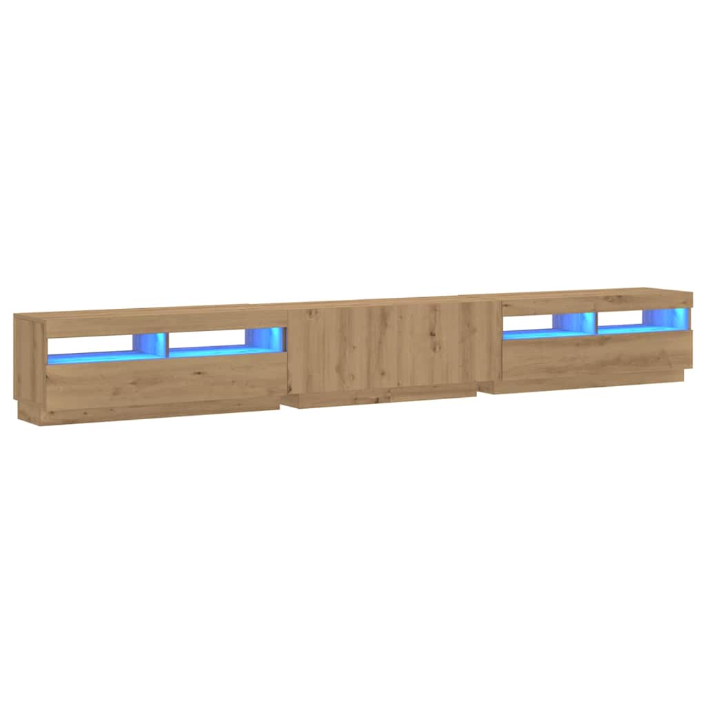 TV ormarić s LED svjetlima Artisan hrast 300x35x40 cm