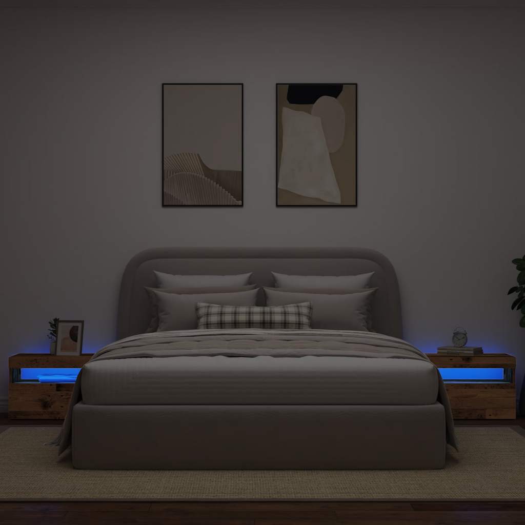 Noćni ormarić s LED svjetlima staro drvo 60x35x40 cm