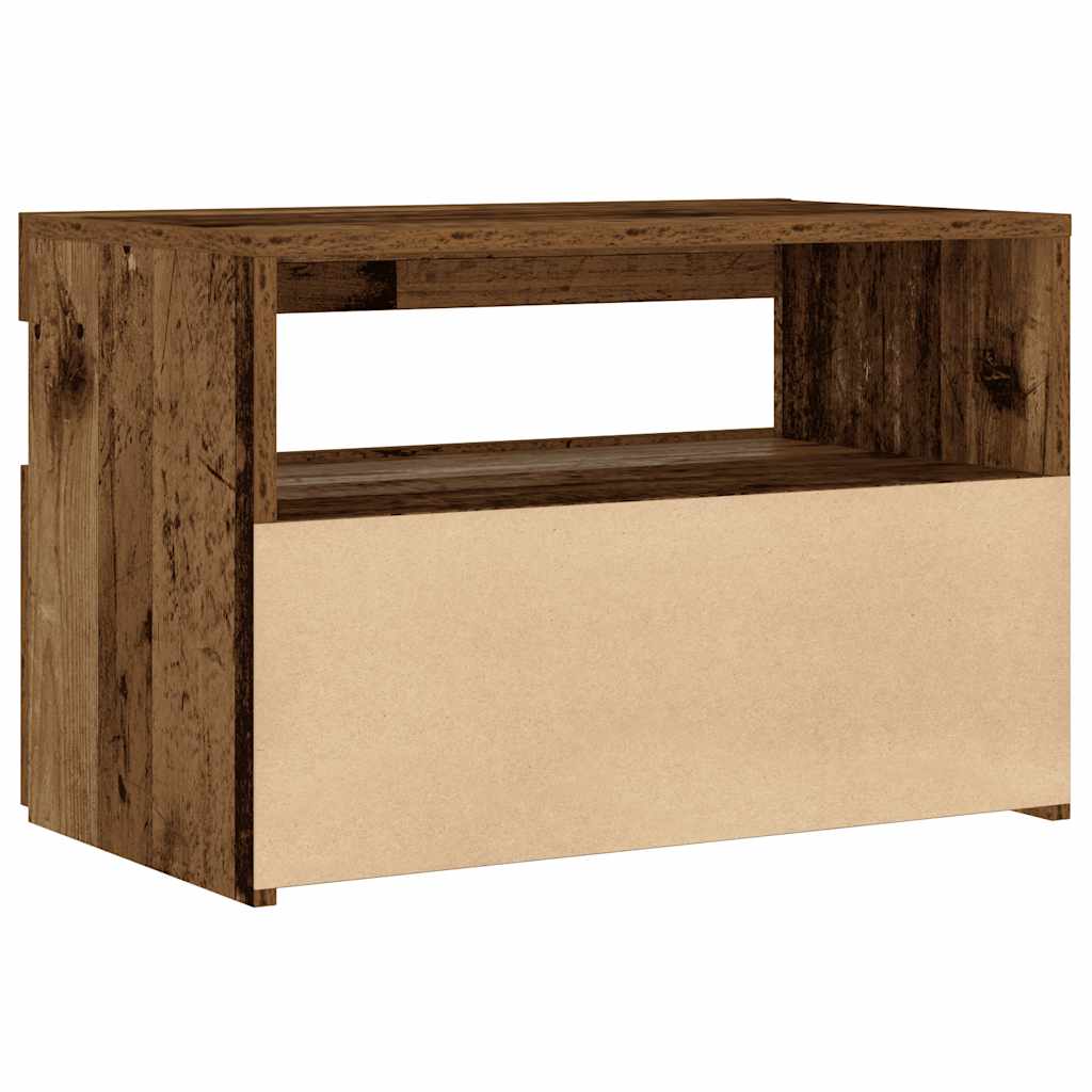 Noćni ormarić s LED svjetlima staro drvo 60x35x40 cm