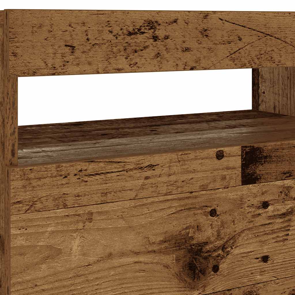Noćni ormarić s LED svjetlima staro drvo 60x35x40 cm