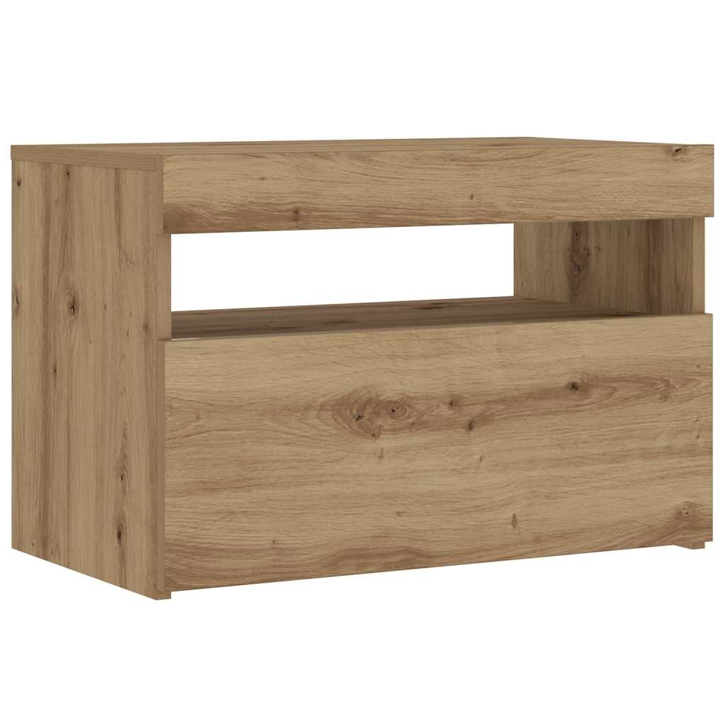 Noćni ormarić s LED svjetlima Artisan hrast 60x35x40 cm