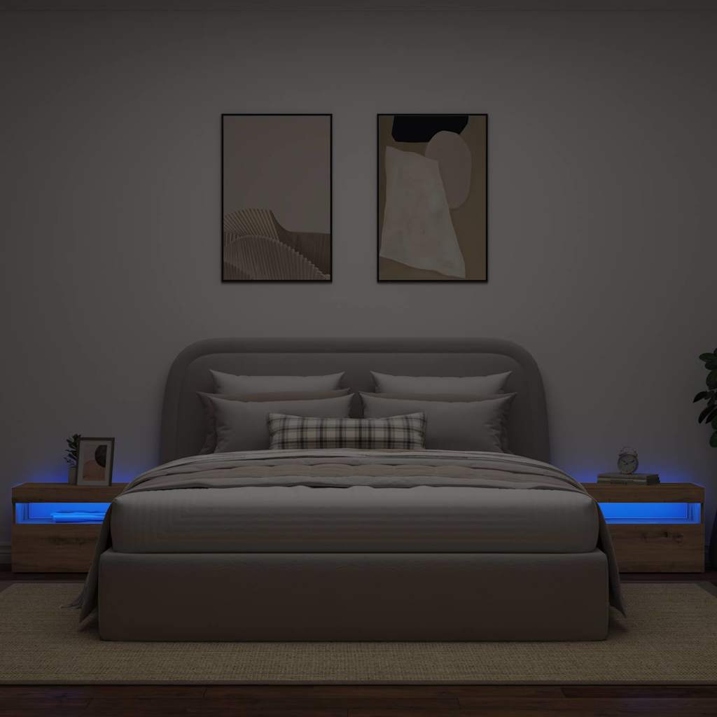 Noćni ormarić s LED svjetlima Artisan hrast 60x35x40 cm