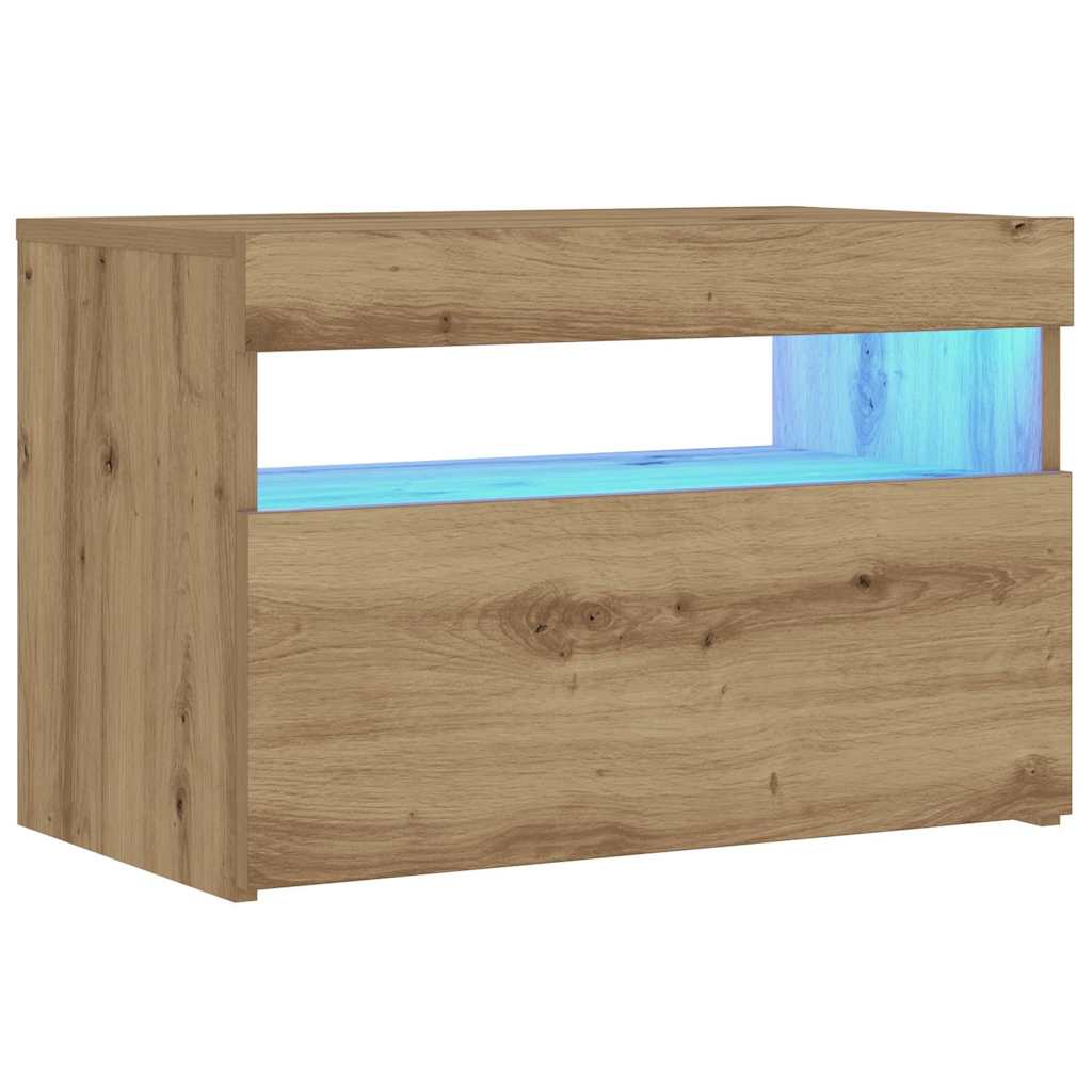 Noćni ormarić s LED svjetlima Artisan hrast 60x35x40 cm