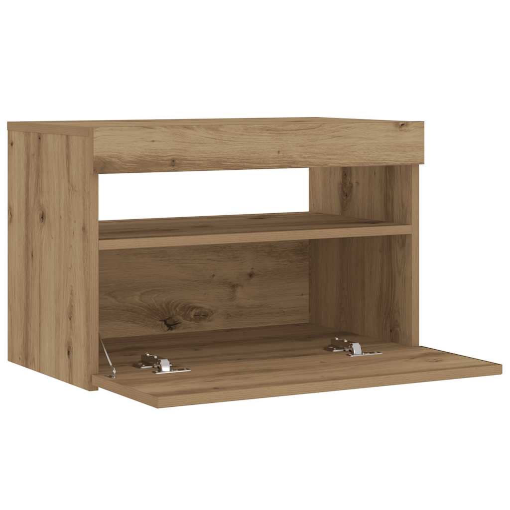 Noćni ormarić s LED svjetlima Artisan hrast 60x35x40 cm