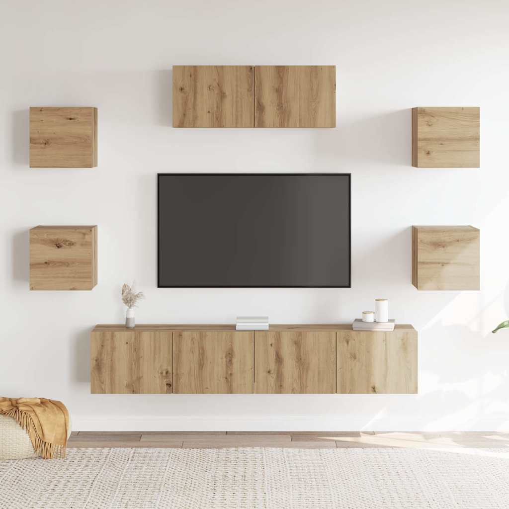 7-dijelni set TV ormarića zidni Artisan hrast