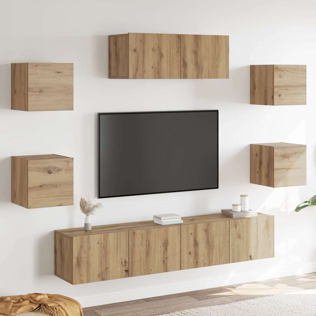 7-dijelni set TV ormarića zidni Artisan hrast