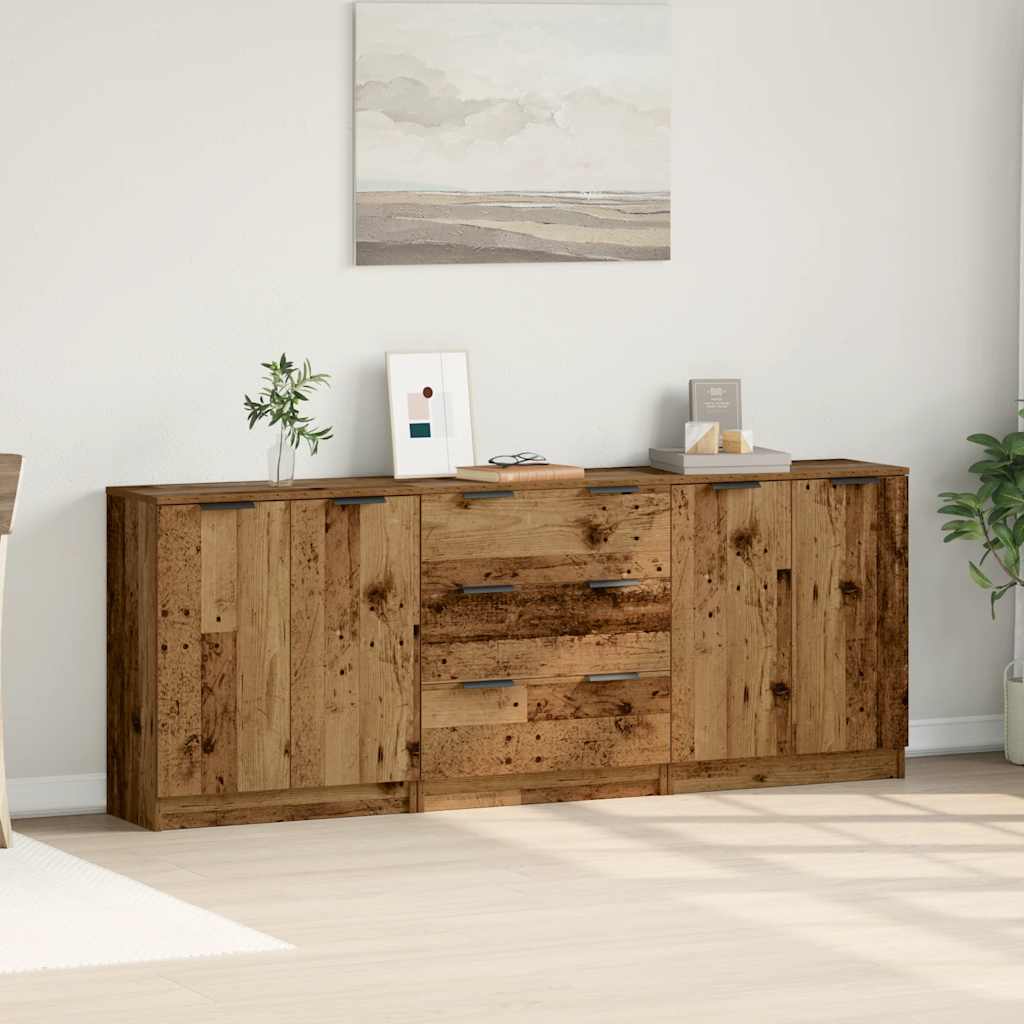 Komoda 3 kom staro drvo 60x30x70 cm konstruirano drvo