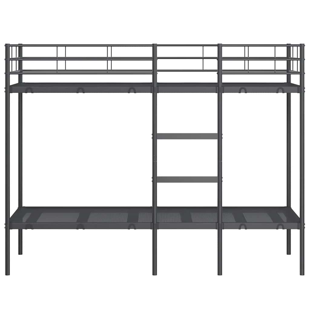 Krevet na kat bez madraca crni 75x190 cm čelik