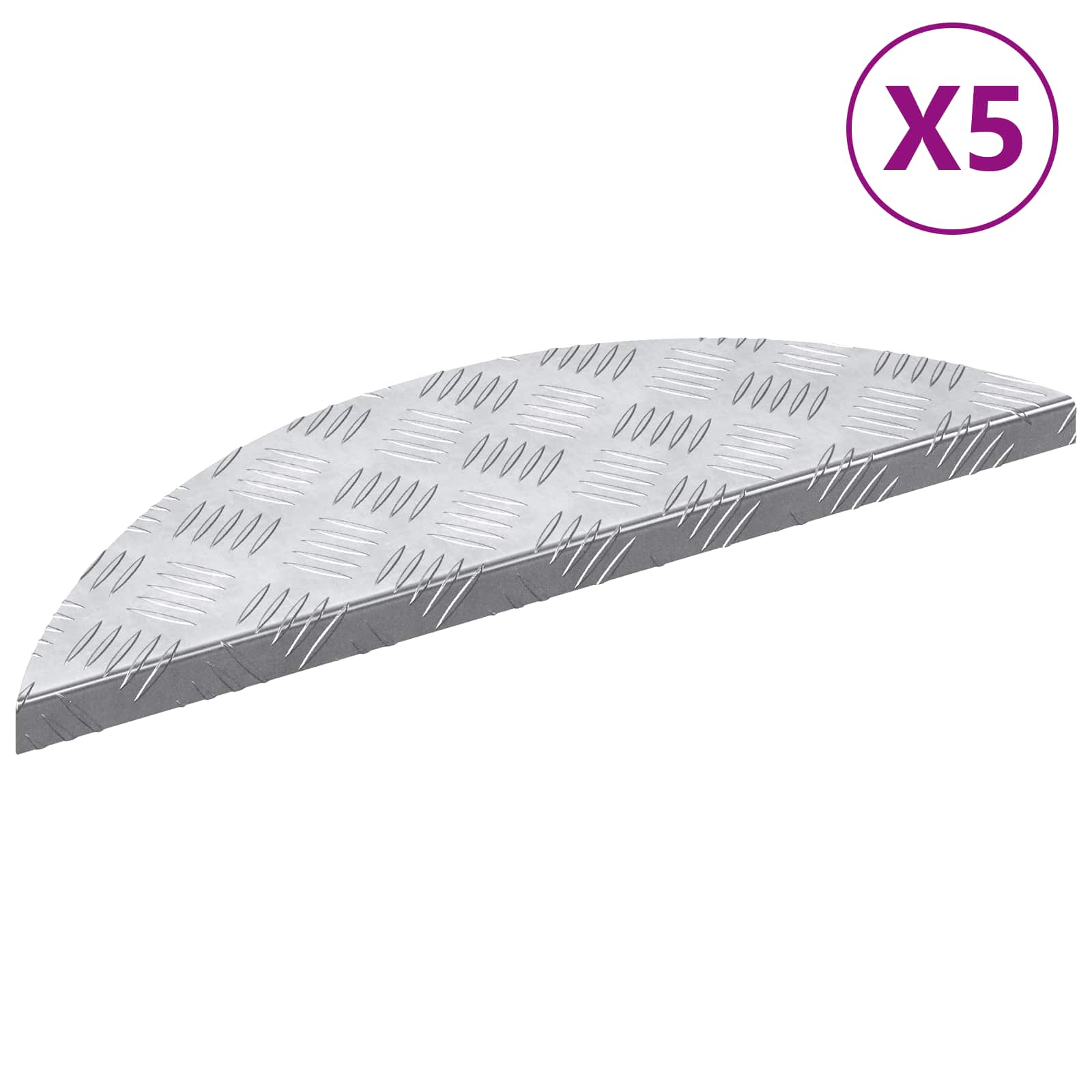Stepenica Polumjesec 5 pcs Srebrno 60 x 18 x 2,5 cm Aluminij