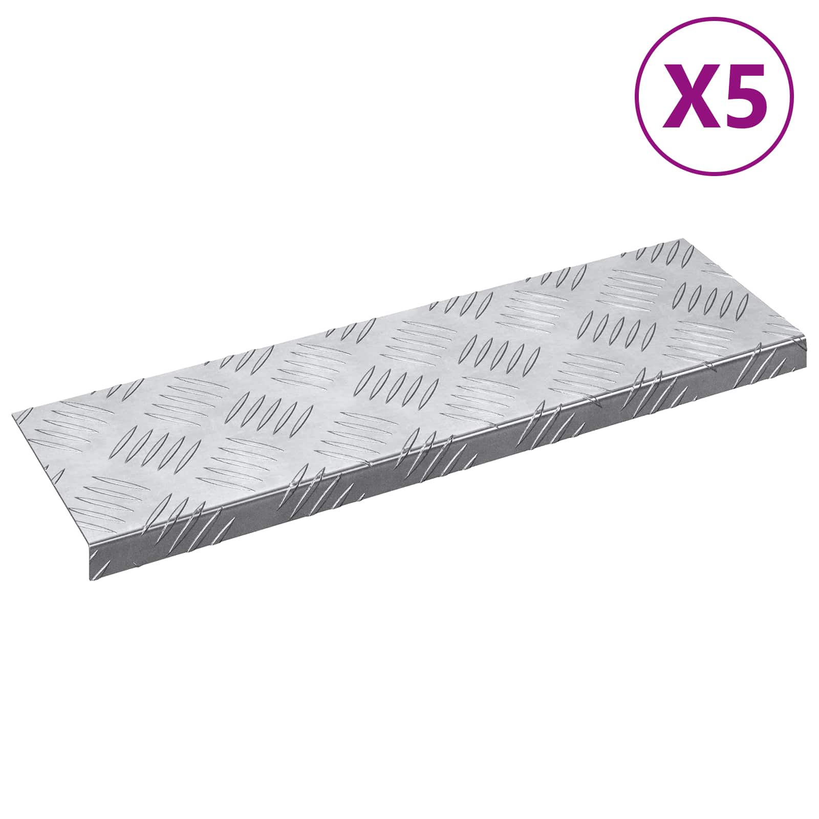 Stepenica Pravokutni 5 pcs Srebrno 60 x 18 x 2,5 cm Aluminij