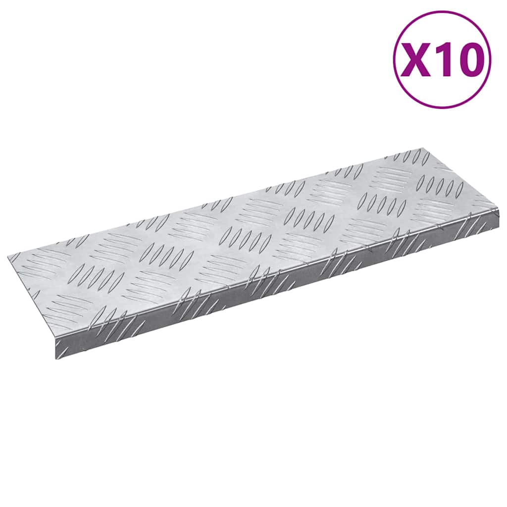 Stepenica Pravokutni 10 pcs Srebrno 60 x 18 x 2,5 cm Aluminij