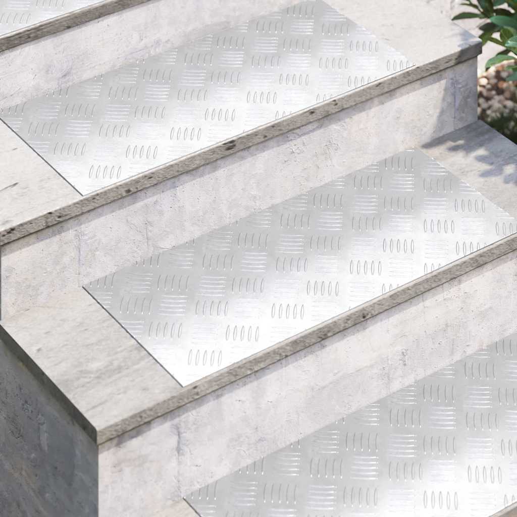 Stepenica Pravokutni 4 pcs Srebrno 70 x 30 cm Aluminij