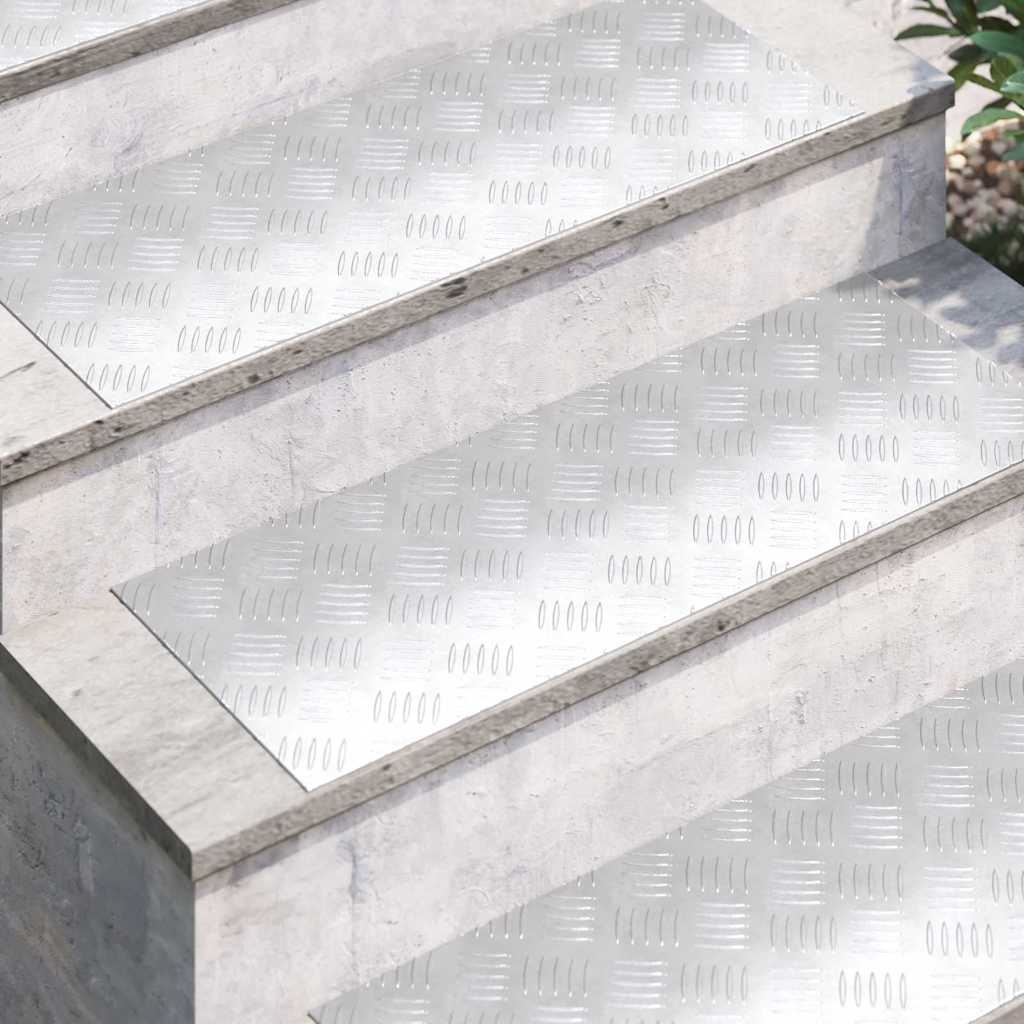 Stepenica Pravokutni 4 pcs Srebrno 80 x 30 cm Aluminij